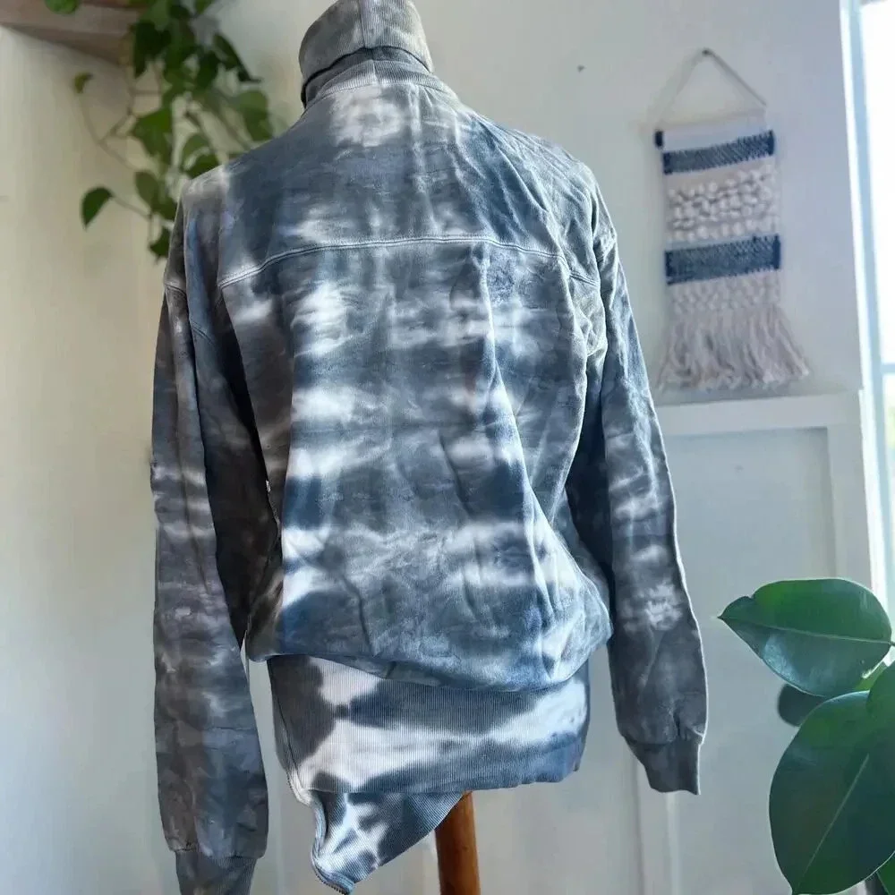 Young Fabulous & Broke Olive Green Boho Tie Dye Turtleneck Sweater Dress S Beach